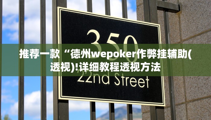 推荐一款“德州wepoker作弊挂辅助(透视)!详细教程透视方法