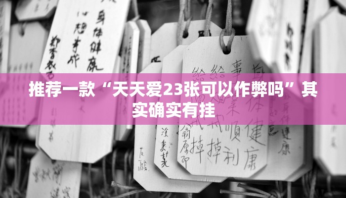 推荐一款“天天爱23张可以作弊吗”其实确实有挂