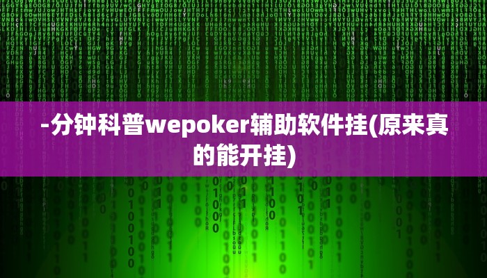 辅助神器wepoker德州透视软件(透视)详细教程
