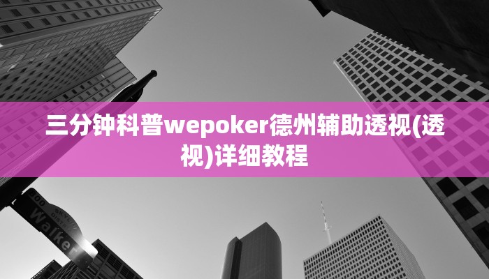 三分钟科普wepoker德州辅助透视(透视)详细教程
