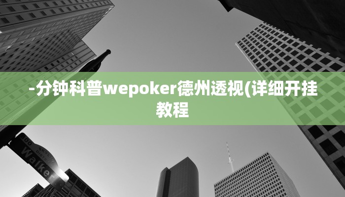 -分钟科普wepoker德州透视(详细开挂教程